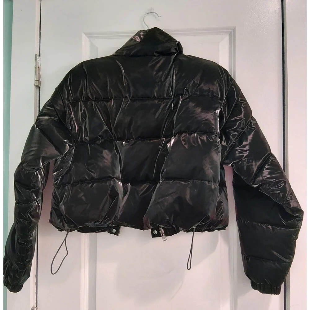 Guess Los Angeles High-Shine Gloss Puffer Convertible To Vest Jacket- Size Small